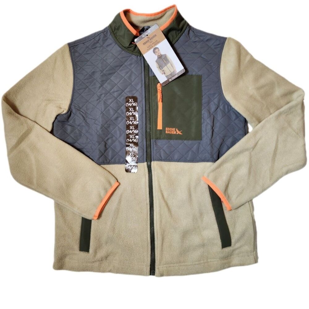 Eddie Bauer Kids Polar Fleece Jacket XL 14/16 Natural Multi NWT